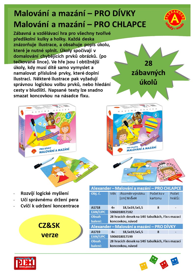 Malování a mazání - PRO DÍVKY